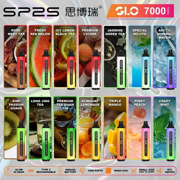 SP2S拋棄式7000口一次性拋棄式電子煙 | 可充電 15種口味可選
